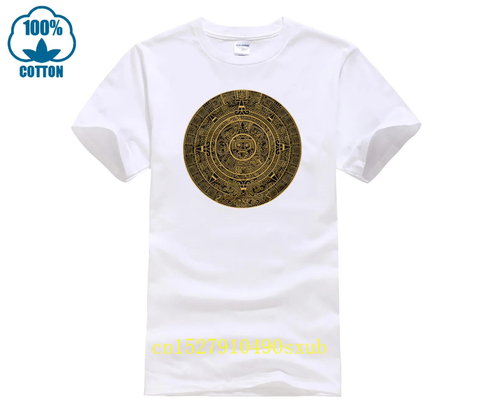 T-Shirt Hip-Hop Manica Corta T-Shirt Da Uomo Taglia Asiatica Maya Aztec Calendar Fashion T-Shirt Da Uomo