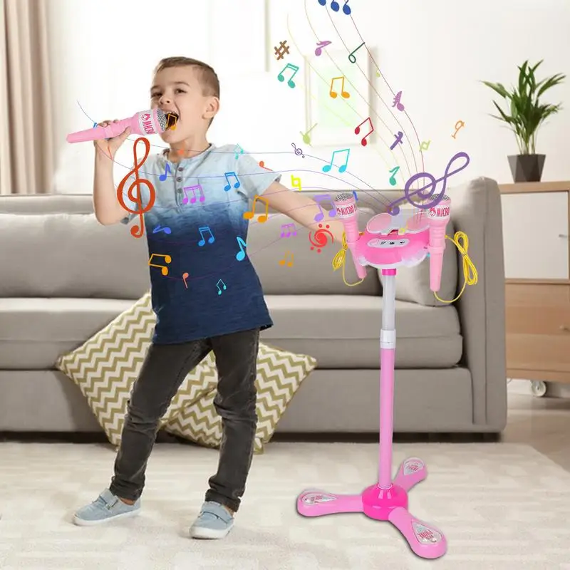 Children's Sing Microphone Stand Playset Microphone Stand Playset Kids Standing Karaoke machine Microphone Toys With Stand 2