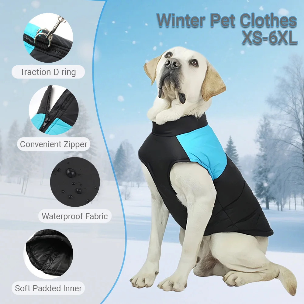Waterproof Warm Dog Jacket with D-ring and Zipper Closure