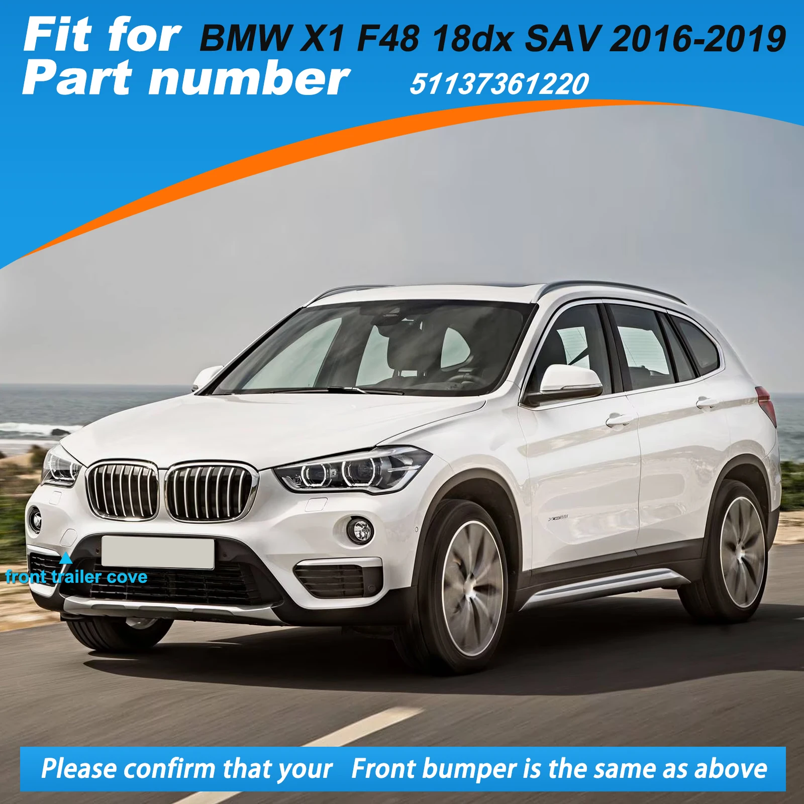 Copertura Gancio Traino Per BMW X1 E84 2013-2015 - Tappo Paraurti Posteriore, ABS, OEM 51127303816 - Foto 5