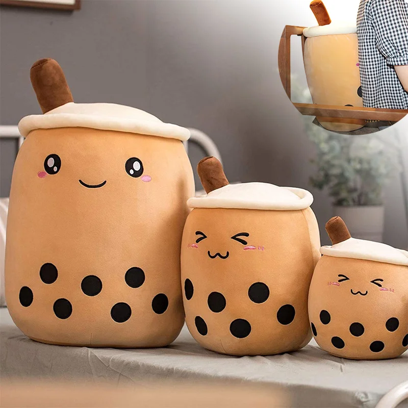 Stuffed Cute Plush Tea Boba Milk Teacup Pillow Soft Bubble Tea Cup Plushie Toy Kawaii Cartoon Gift for Kids Adults Home Decor lounge adults outdoor beanbag waterproof pellets relaxing comfort outdoor couch filling included tembel kanepe home furniture