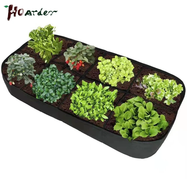 Filc Többrácsos Téglalap Alakú Ültetési Táska Zöldség Osztott Zöld Termesztési Kert Virágpot Gyönyörű