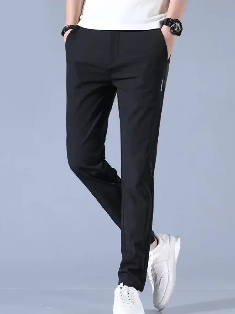 Men Casual Pants Straight Leg Loose Suit Trousers Professional Business Formal