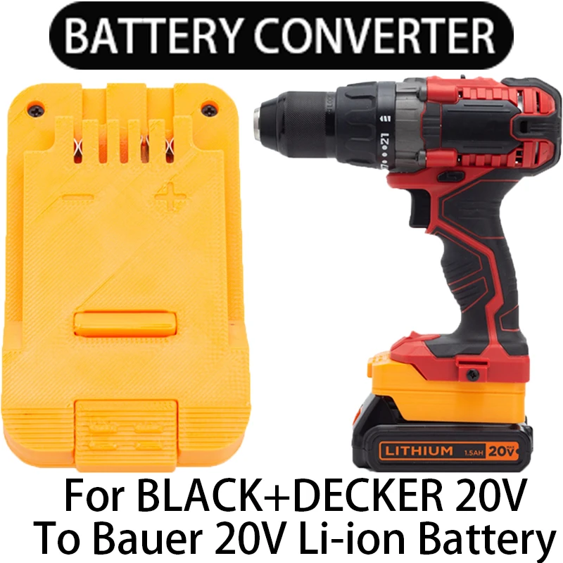 Battery Converter for Bauer 20V Li-Ion Tools to BLACK+DECKER 20V Li-Ion Battery Adapter Power Tool Accessories