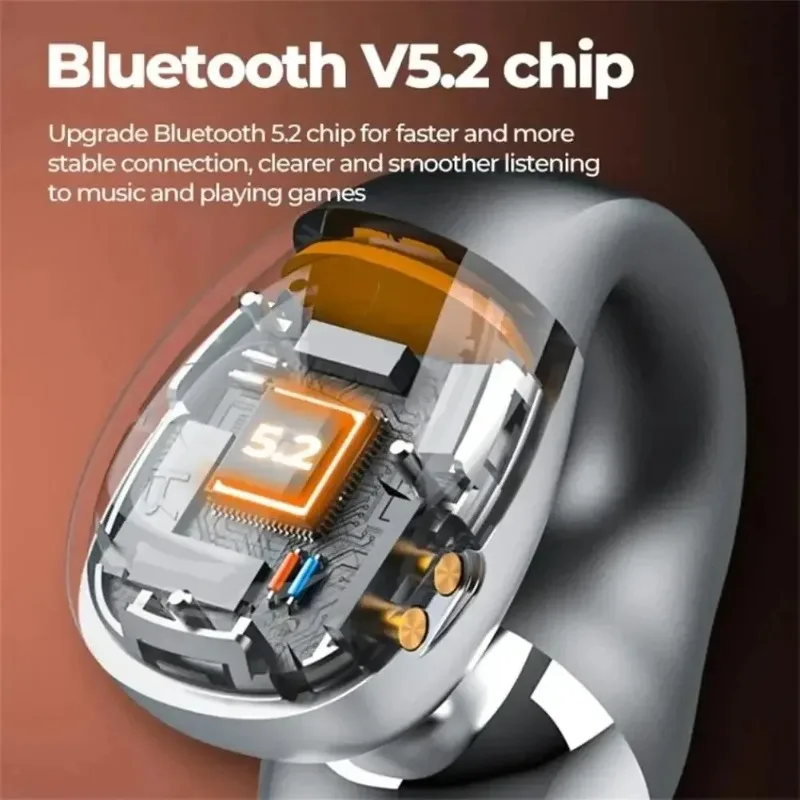 TWS Wireless Headphones Bluetooth 5.2 Bone Conduction Earphones Earclip Design Touch Control LED In Ear Earbuds Sports Headsets 6
