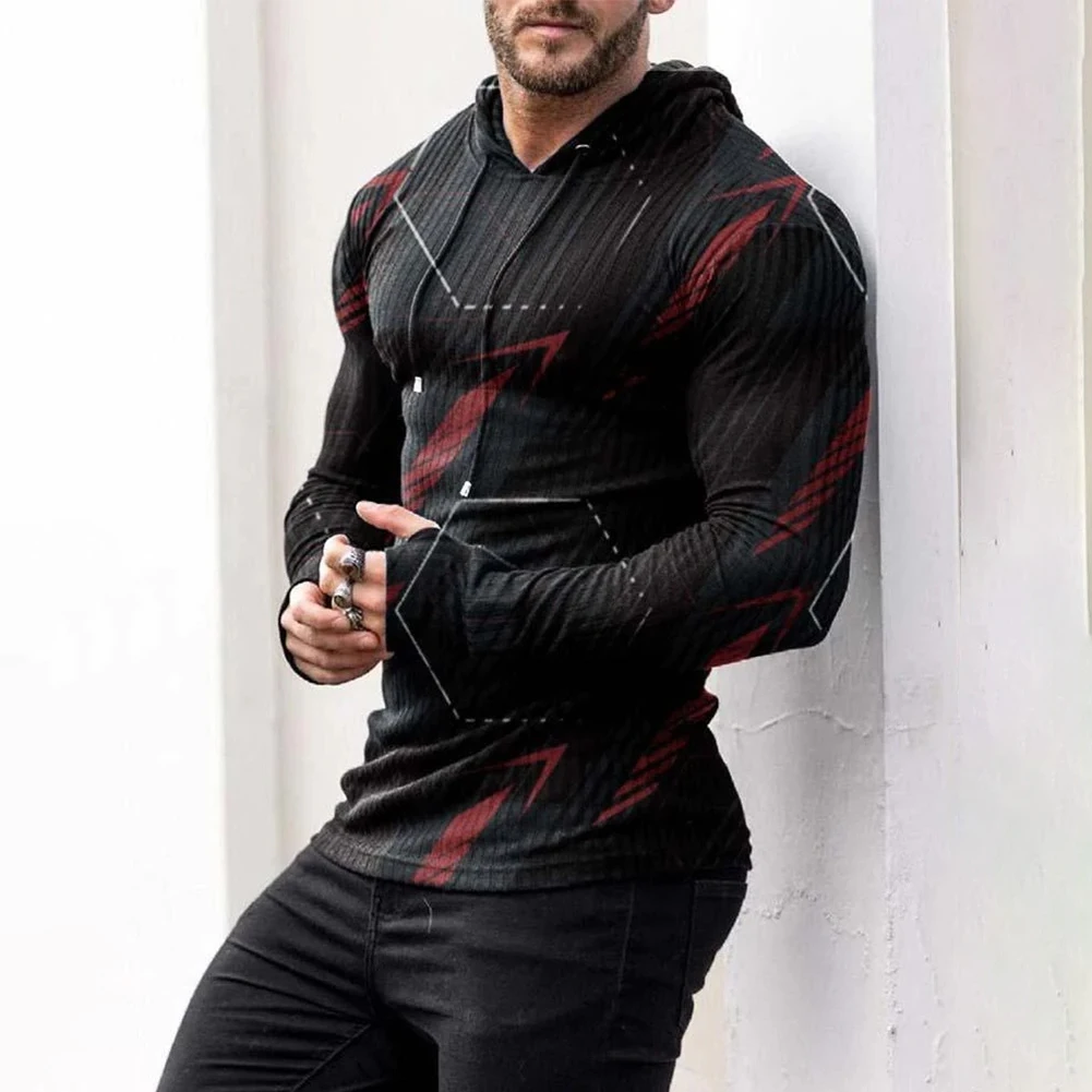 

Men 3D Print Slim Round Neck Long-sleeved Pullover Hoodies Sweatshirts Jumper Muscle Activewear Tops Men's Streetwear Hooded