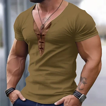 T-shirt slim da uomo estive T-shirt manica corta con scollo a V T-shirt da uomo casual da palestra T-shirt da corsa Camicie da basket da calcio Abbigliamento maschile