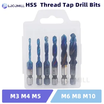 Loco Shank Titanium Plated HSS Screw Thread Metric Tap Drill Bits Machine Compound Hand Tools M3 M4 M5 M6 M8 M10 1