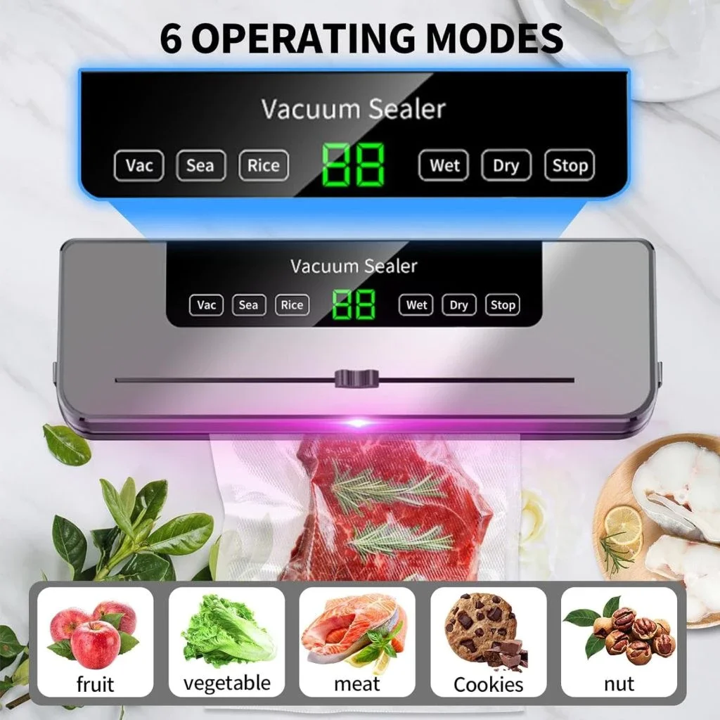 Electric Vacuum Sealer Food Storage Seal Touch Button Dry/Wet Built-in Cutter Kitchen Food Sealing Vacuum packaging machine 3