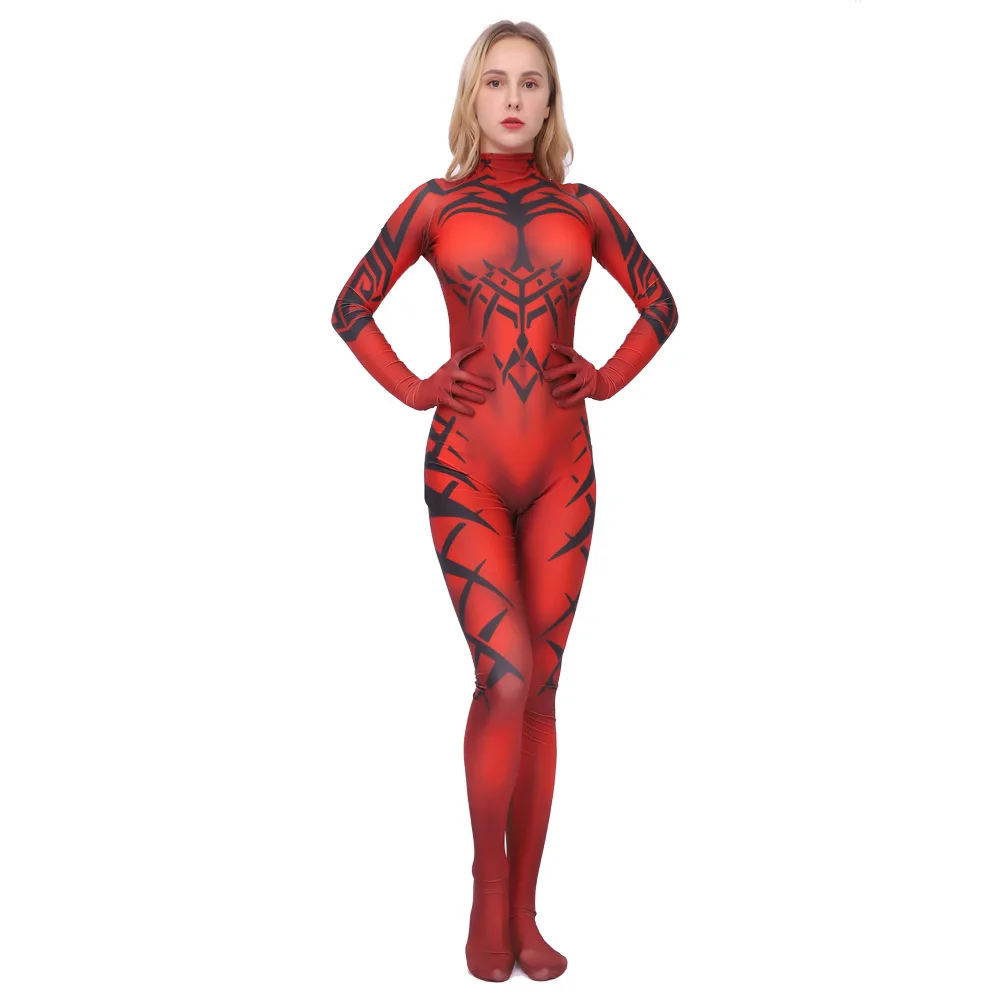 

New Design DARTH TALON Cosplay Star Knight Costume Red Jumpsuit Halloween for Adult
