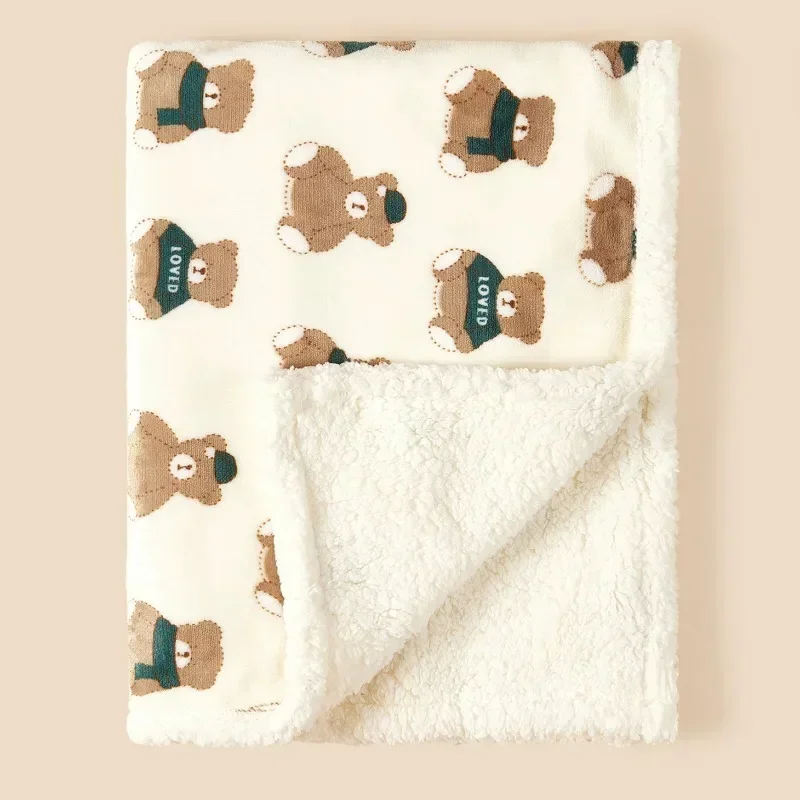 Cartoon Bear Plush Baby Blanket Baby Stroller Windproof Blanket Travel Out Portable Warm Baby Swaddle Blanket for Newborn 5