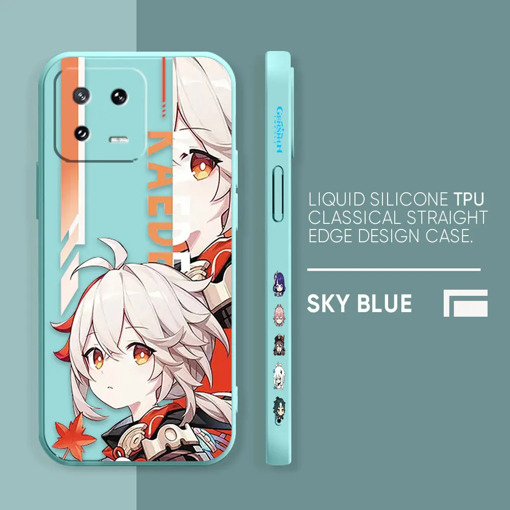 thumbnail image 1 of Phone Case For Xiaomi POCO F3 F4 F5 M2 M3 M4 M5 X2 X3 X4 X5 GT Pro 4G 5G Capa Simple Liquid Silicone Case Best Genshin impact, 1 of 5