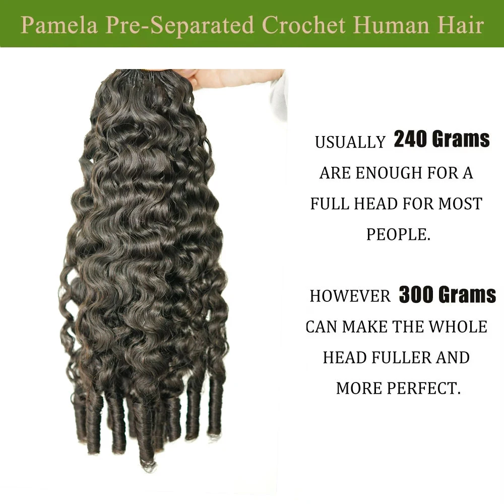 Burmese Curly Crochet Human Hair Knotless Pre-Separated Crochet Feather Hair Extensions Burmese Curly 100%Human Hair Virgin Hair