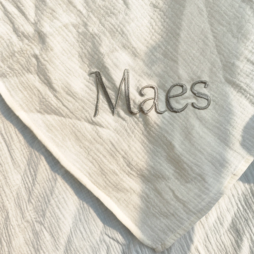 Personalized baby blanket Embroidered Name Personalized embroidered health book cover Baby Muslin Swaddle Newborn Birth gift 3