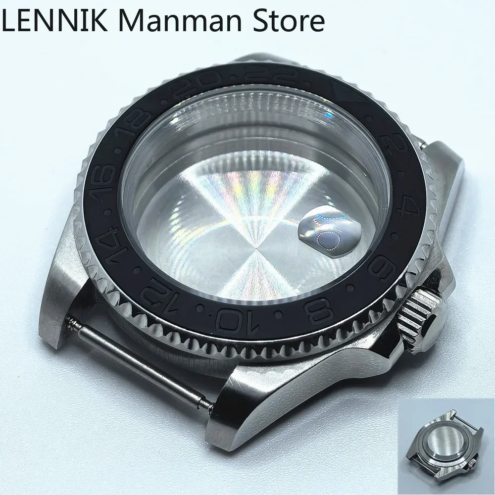 40mm Black PVD Watch Case with Transparent Back Glass