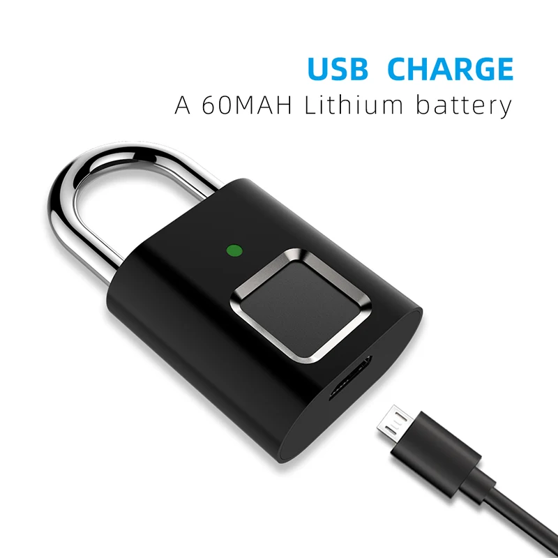 휴대용 도난 방지 및 방수 지문 잠금 장치, 지능형 생체 인식 문짝 잠금 장치, USB 충전 지문 잠금 장치