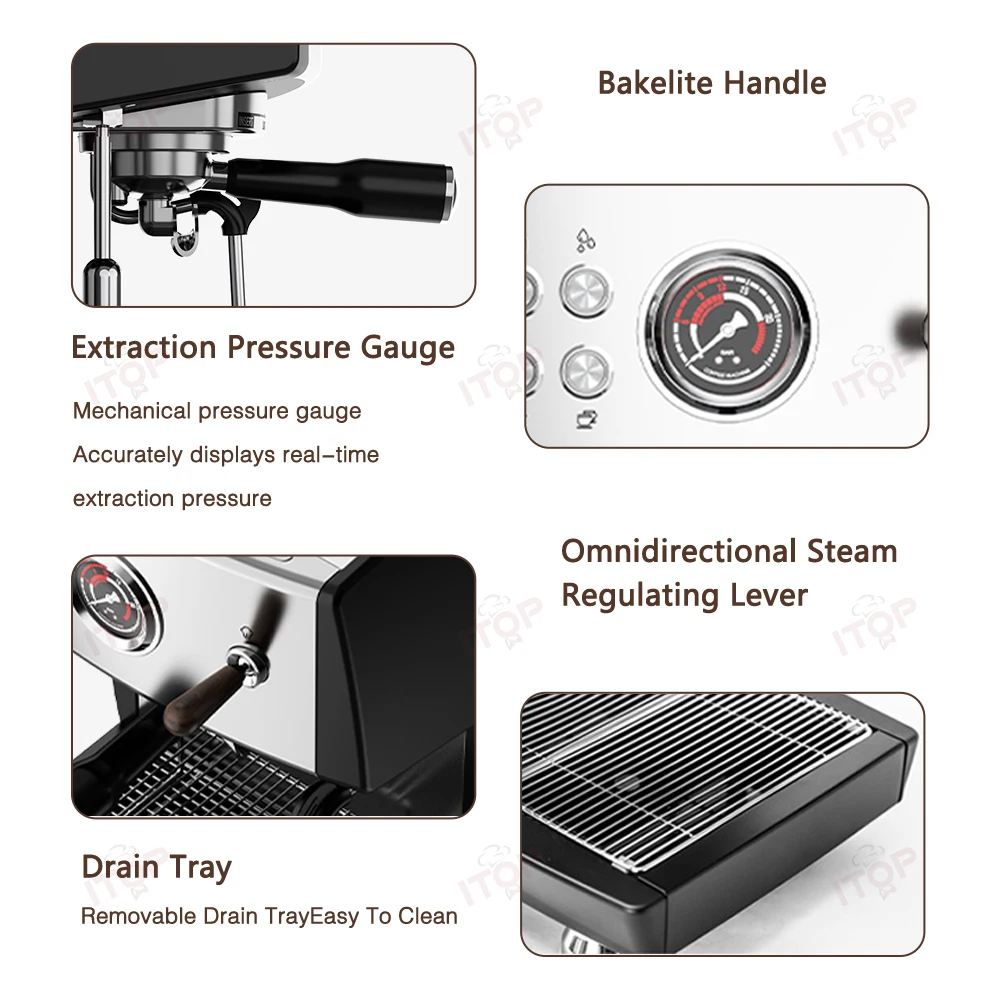 ماكينة قهوة إسبريسو احترافية ITOP CM808 مع مضختين...