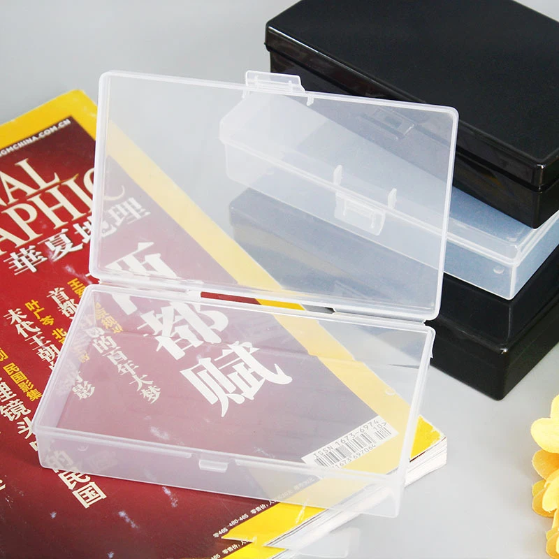 Rectangular Plastic Clear Storage Box Jewelry Container Case Photocard Holder Black/Transparent Bead Organizer Case 13.5*8.2*3cm photo card holder plastic storage box