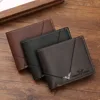 Lychee Texture PU Leather Men's Wallet Short Cash Purse Multi Card Slot Patchwork Card Holder Photo Holder Horizontal Money Clip 1