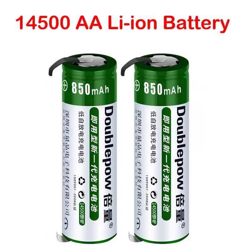 

3.7V 14500 Li-ion Razor Batteries 850mAh AA Rechargeable Battery with Welding Tabs for Philips Braun Electric Toothbrush Shaver