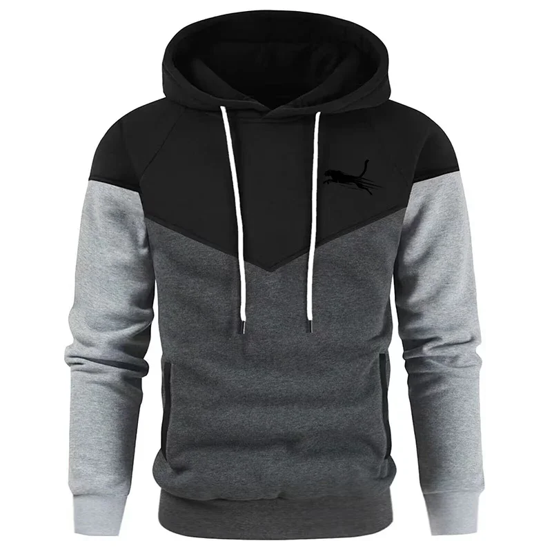 thumbnail image 1 of Sudaderas con capucha estampadas para hombre, ropa deportiva para exteriores, Sudadera con capucha de pesca de moda, top a juego de dos colores, simplicidad callejera, Otoño e Invierno, 1 of 5