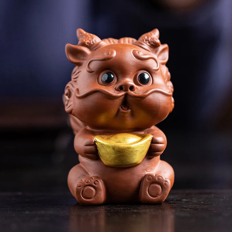 Purple Sand Little Pixiu Decoration Cute Chinese Style Lucky Beast Creative Living Room Tea Room Decorazione Desktop Tea Pets