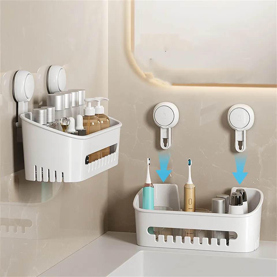 Evalubathroom-Support à ventouses pour salle de bain, étagère de rangement  carrée, crochet à gadgets, accessoires de cuisine, finition gratuite BE