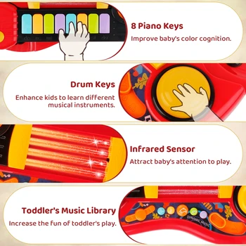 2 In 1 Electric Kids Guitar Toy Foldable Toy Guitar Piano Beginners Musical Instruments Early Education Best Gift for Boys Girls 4