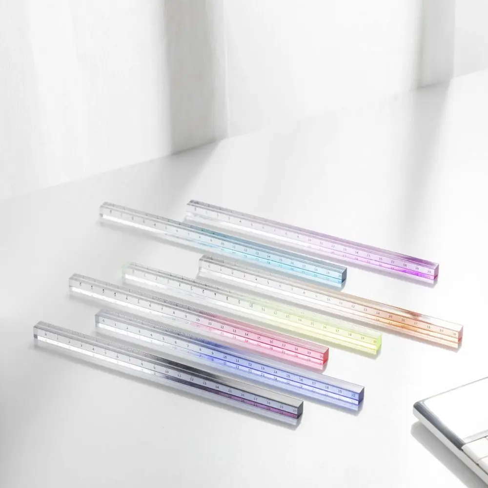 Ruler Set Drawing Ruler Straight Ruler Plastic Ruler 15cm 20cm 30cm Gradient Straight Rulers INS Transparent Dividing DIY Drawing Tools Acrylic Drafting Math Drawing Ruler Office