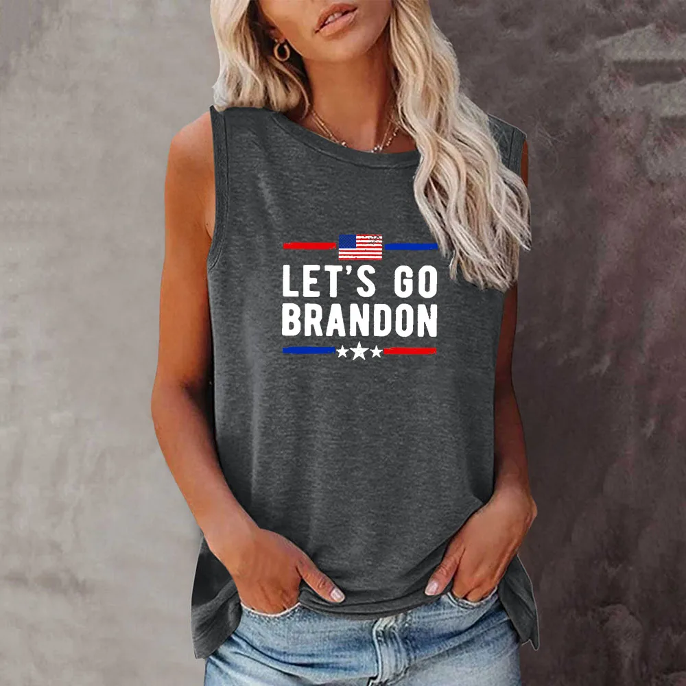 

Футболка Seeyoushy с принтом «Let's Go», Брэндон, американский флаг, летняя женская модная футболка без рукавов с круглым вырезом, винтажный Топ в стиле Харадзюку