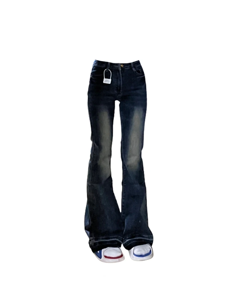 Women's Blue Baggy Flare Jeans Vintage Korean Low Waist Cowboy Pants  Harajuku Denim Trousers 90s Aesthetic Y2k Emo 2000s Clothes - AliExpress