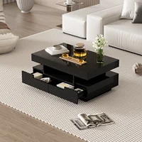 Table basse Table de salon Table basse rectangulaire moderne haute brillance Table basse rectangulaire Table à thé rangement salon 6