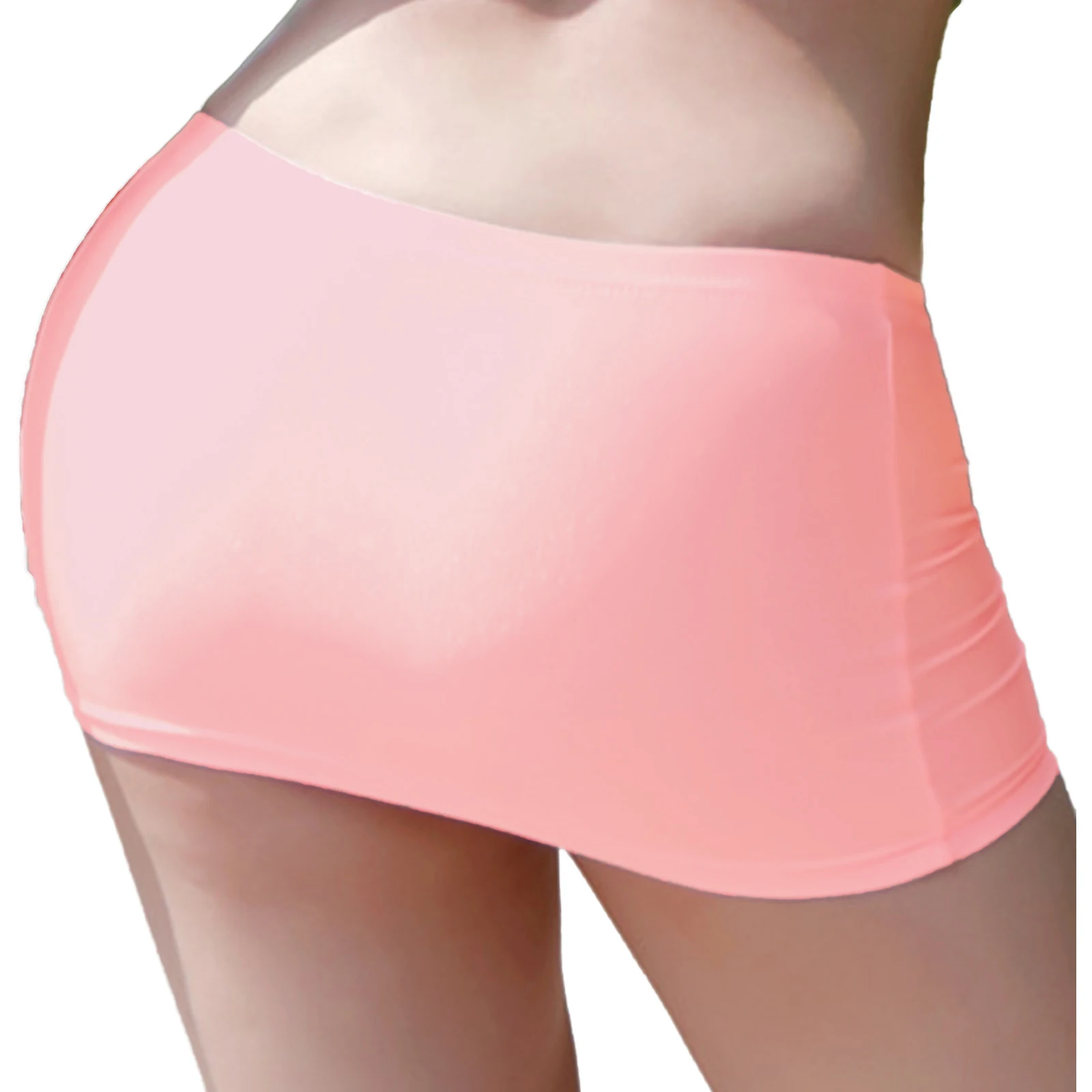 Womens Low Rise Miniskirt Solid Color Elastic Waistband Lingerie Bodycon Mini Skirt Sheer Ultra Pencil Skirt Beachwear Nightwear 3