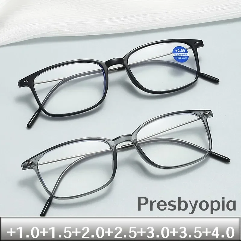 

VintageTR90 Frame Reading Glasses Men Women Flexible Square Far Sight Presbyopia Eyeglasses Unisex Classical Diopter Eyewear