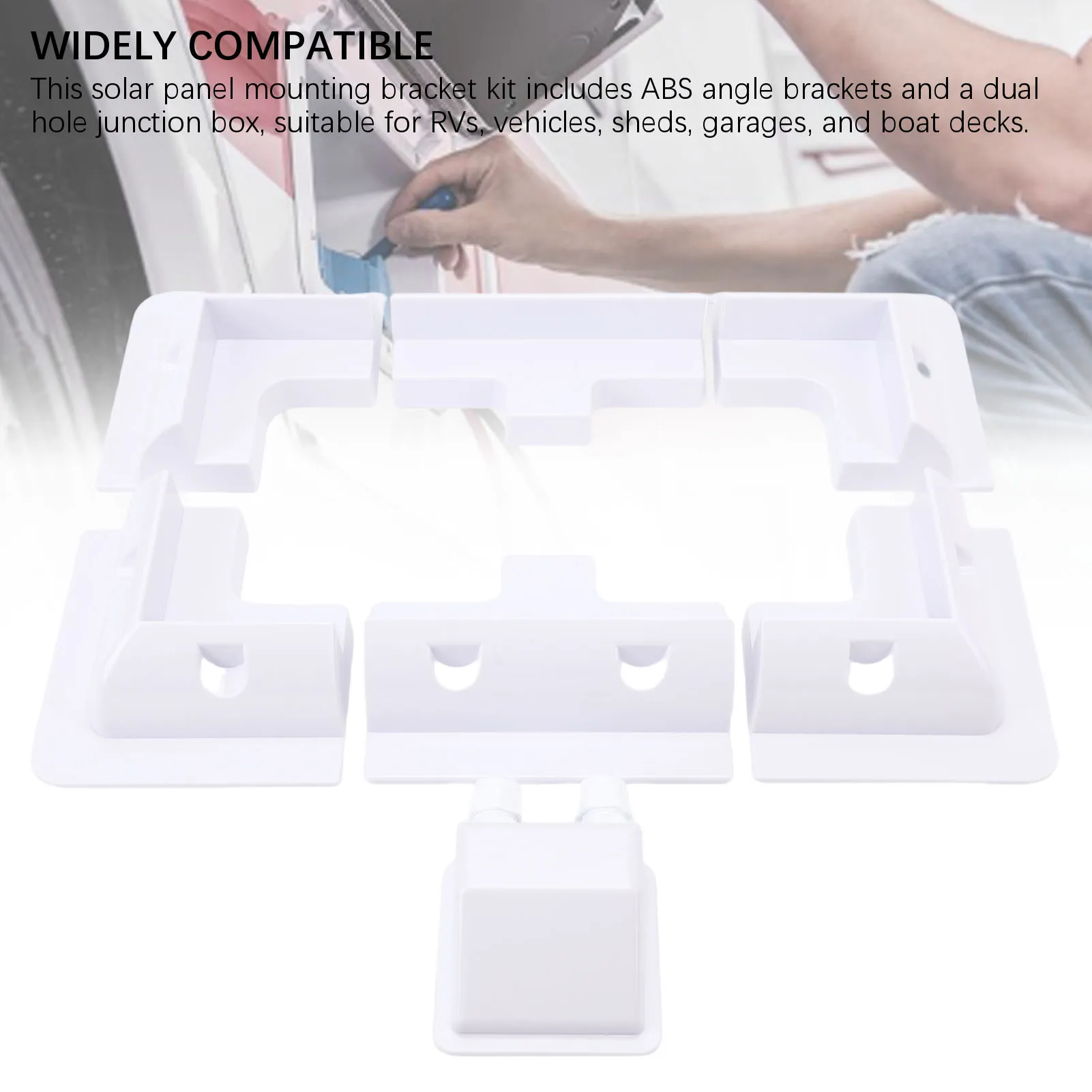 Solar Panel ABS Corner Brackets Solar Panel Mounting Brackets Kit Widely Used for RVs Vehicles Sheds Garages White