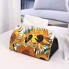 Ins Oil Painting Paper Box Leather Tissue Cover Car Creative Desktop Student Dormitory Office Storage for Living Room Bedroom 2