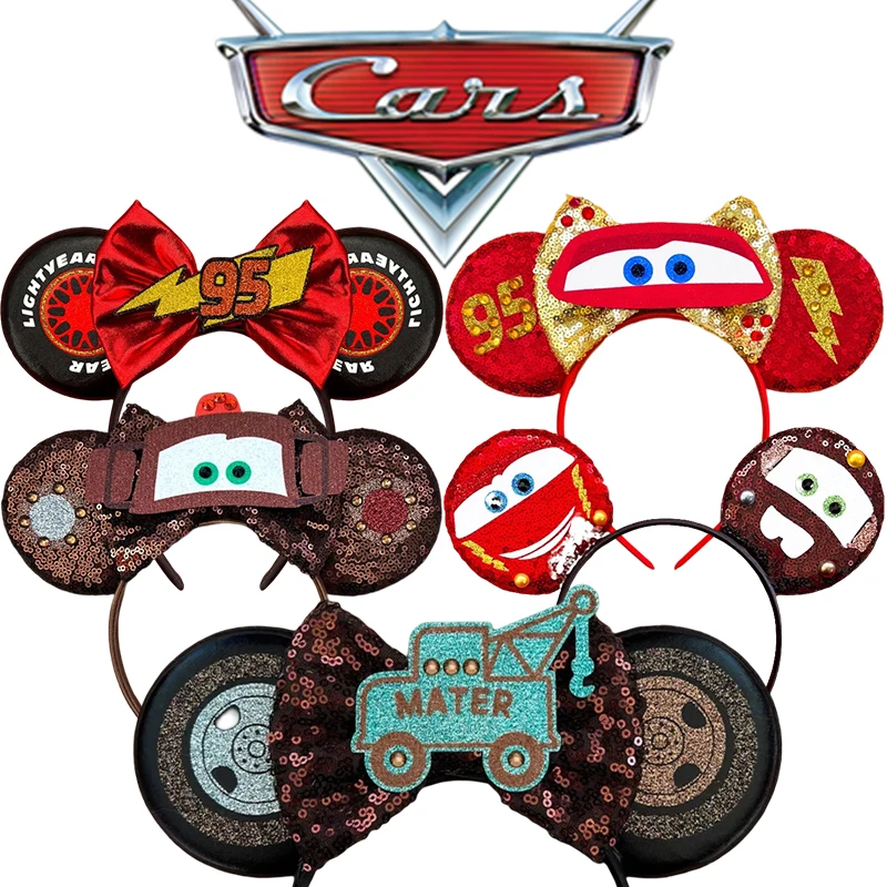 Disney Pixar Cars Ear Headbands for Girls Kids Lightning McQueen Hairband Cars on the Road Mater Headwear Women Hair Accessories disney pixar cars 2 3 toys cars mcqueen 1 55 metal jackson storm mater diecast metal alloy cars model gift boy toys for kids