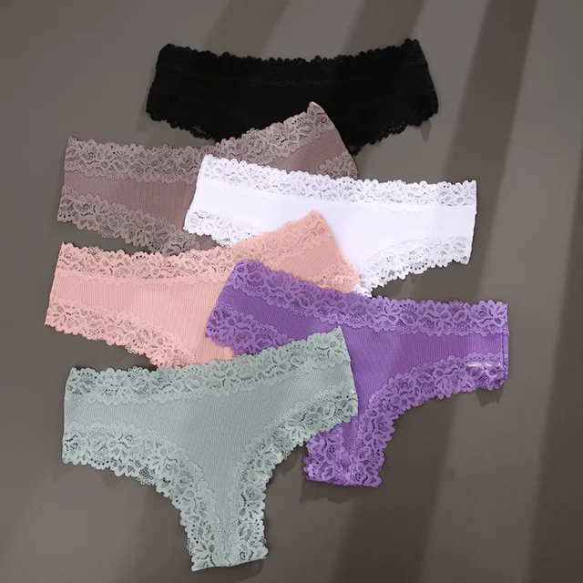 Sexy Lace Seamless Cotton Brazilian Panties Women Slip Silk Intimates Breathable Panties Low-Waist Female Cotton Underwear