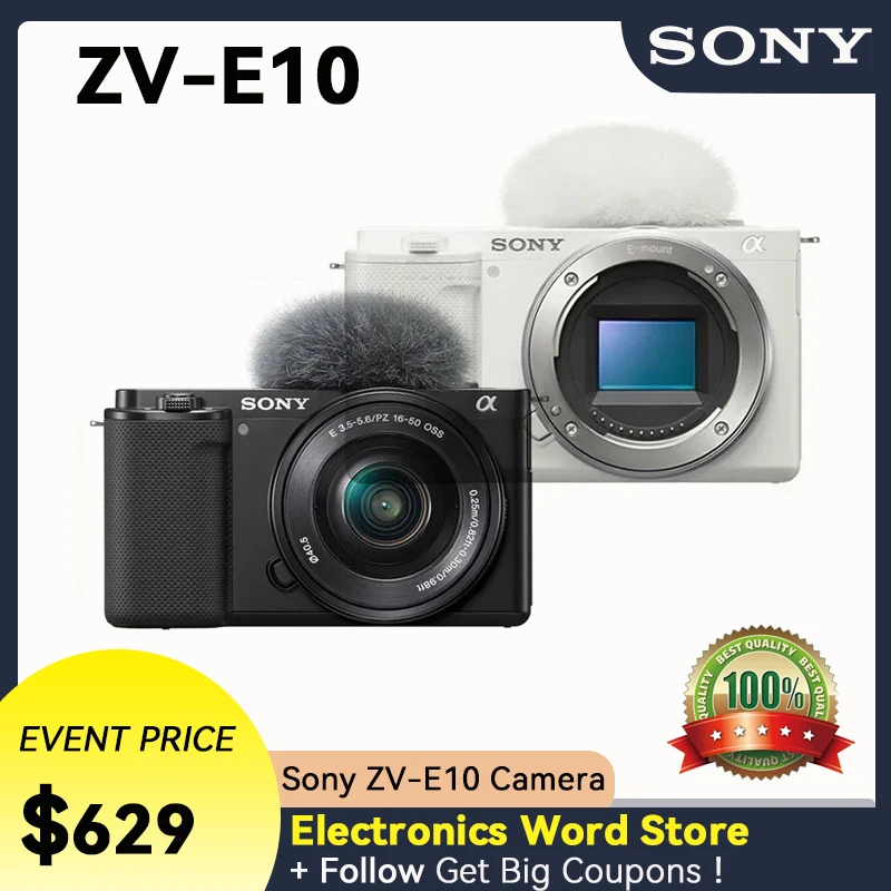 SONY-cámara Digital profesional ZV-E10 Alpha ZVE10, dispositivo de  grabación con montura electrónica, sin Espejo, Vlog, lente compacta de  16-50mm, ZV E10 - AliExpress