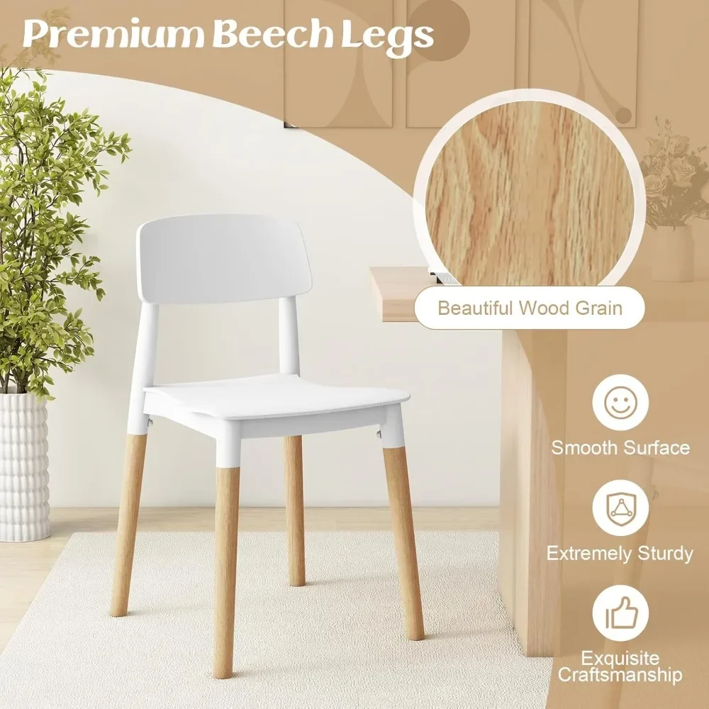 Caf&eacute; Chairs, Wooden Dining Chairs Set of 4, Modern Dining Side Chairs Set w/Ergonomic Backrest, Wide Seat & Sturdy Wooden Legs