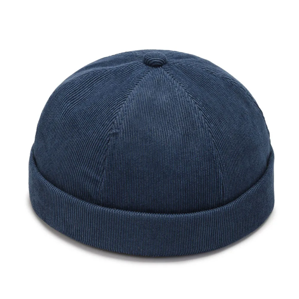 Vintage-Style Unisex Brimless Beanie Hat - Solid Color, Lightweight & Portable