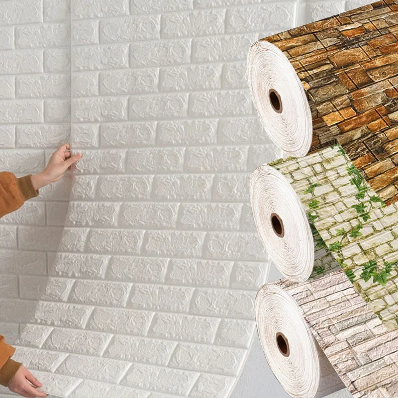 1-10pcs 70cmX1m Modern Home Decoration Brick Pattern PVC 3D Room Decor DIY Self-adhesive Wallpaper Waterproof Wall Stickers 4