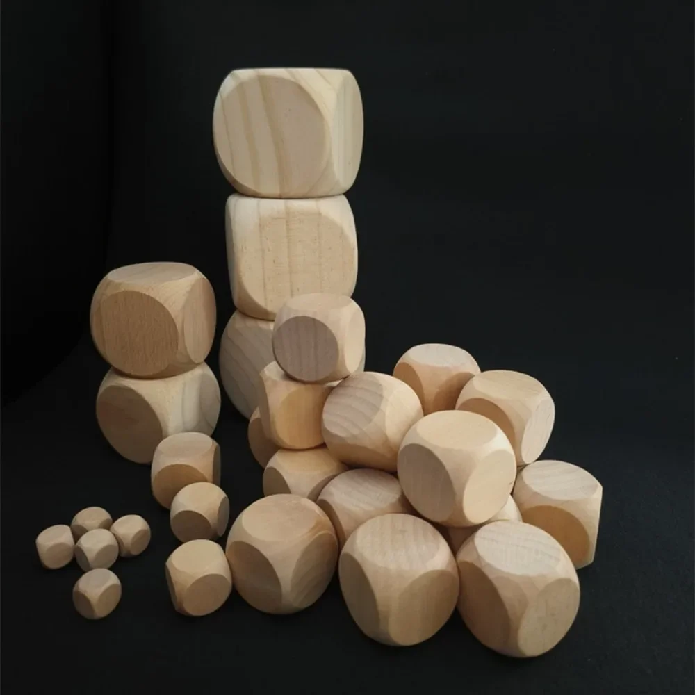 10pcs Blank Wooden Dice 30mm Wooden Creative Color Points Round Corners Wine Dice Mahjong Sieve Points DIY