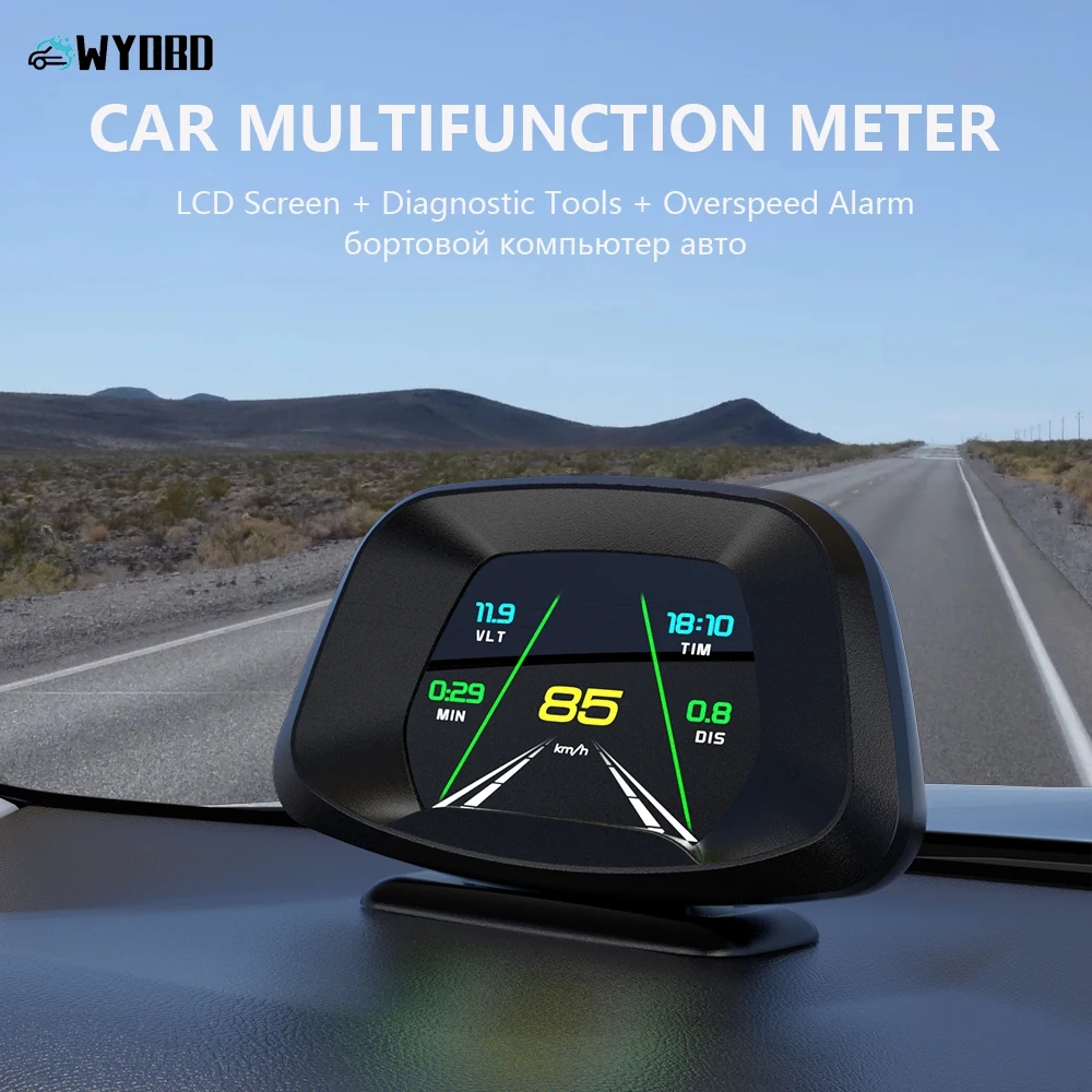 

WYOBD P19 Navigation HUD OBD2 Head Up Display Car GPS+OBD Gauge Digital Speedometer On-board Computer Turbo Water Temp