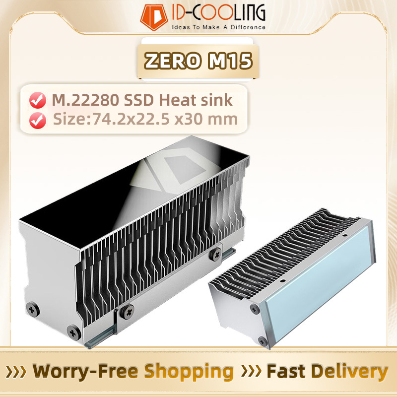 ID-COOLING ZERO M15 Aluminum Passive Cooling M.2 2280 SSD Heatsink with Thermal Pad for NVMe SSD Computer Radiator