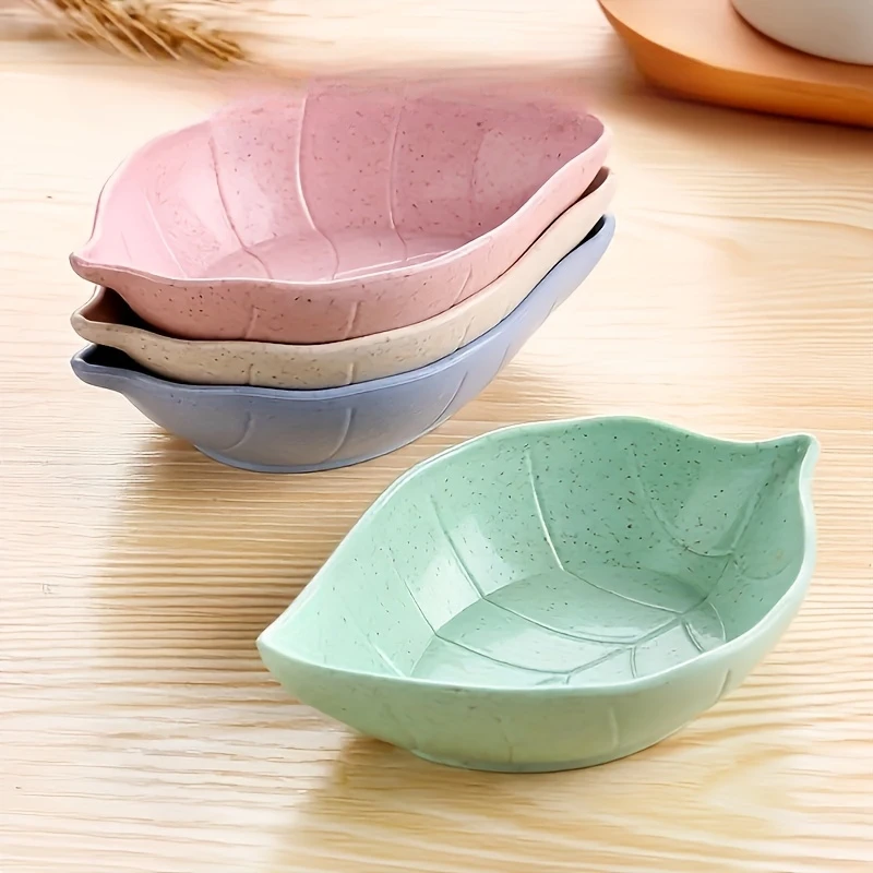 4pcs Small Plates, Wheat Straw Shaped Plates, and A Small Flavored Bowl Dipped in Sauce, Vinegar, and Soy Sauce