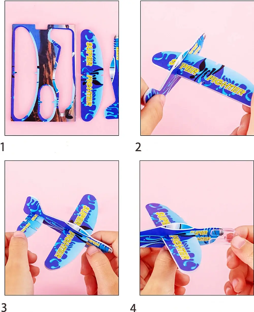 Description Picture 6 of item20pcs/bag DIY Gliders Planes Foam Assemble Airplane Toys Kids Birthday Gifts Party Favors Children School Prizes Goodie Fillers