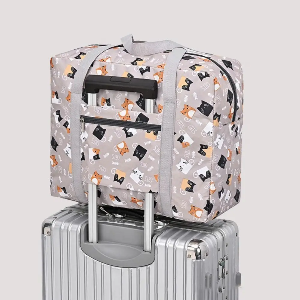 Waterproof Oxford Travel Duffel Bag Portable Large Capacity Foldable Clothing Storage Bag Cartoon Print Lightweight Luggage Bag