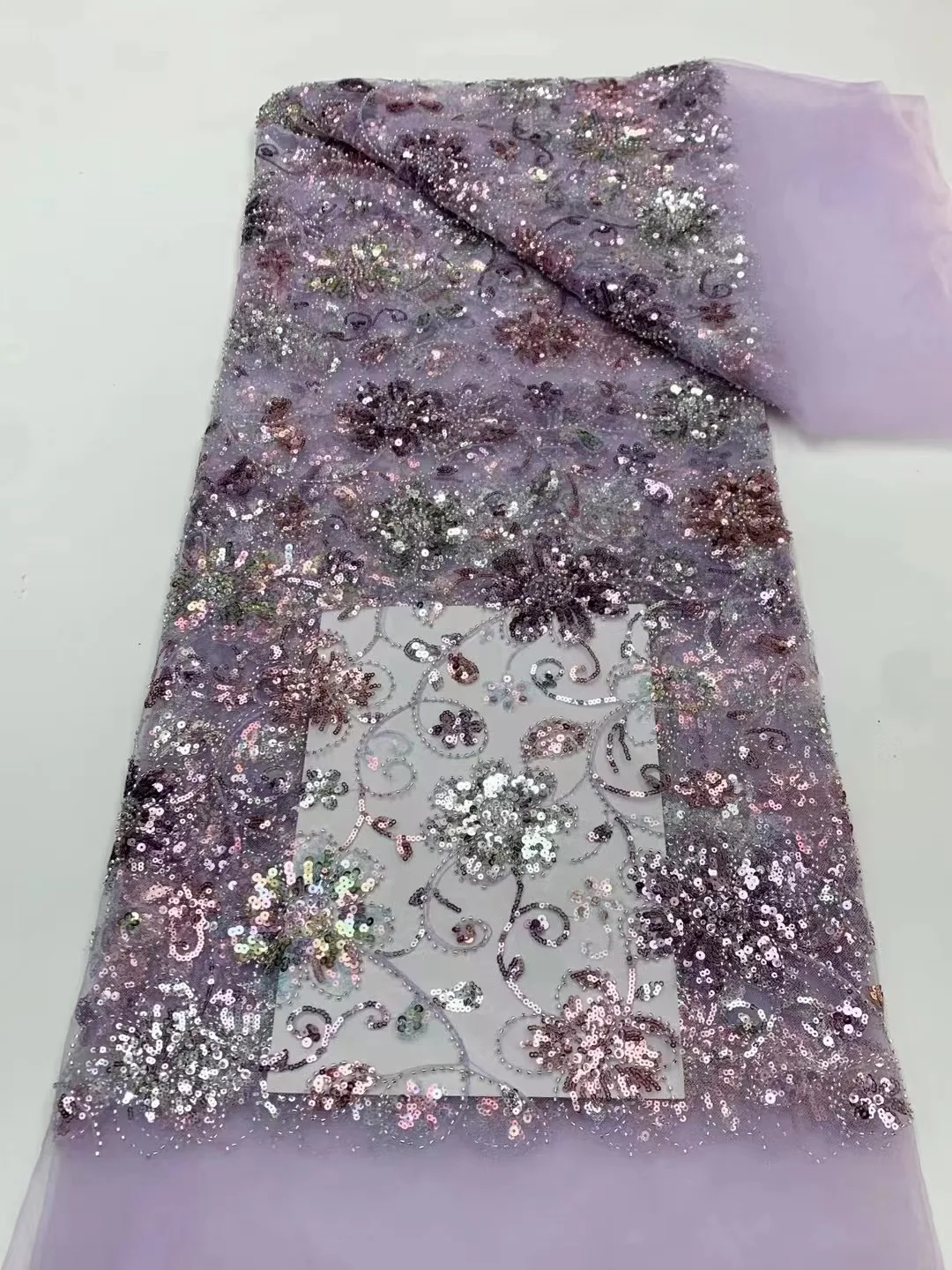 

Purple Fashion French Tulle Lace Fabric 2023 High Quality Nigerian Women Wedding Sequin Embroidery African Lace Materials