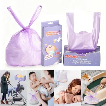 100/200bags/Box Baby Portable Nappy Bags Garbage Bag Scented Hygiene Bags for Diaper Disposal Feminine Products Pet Waste Sacks